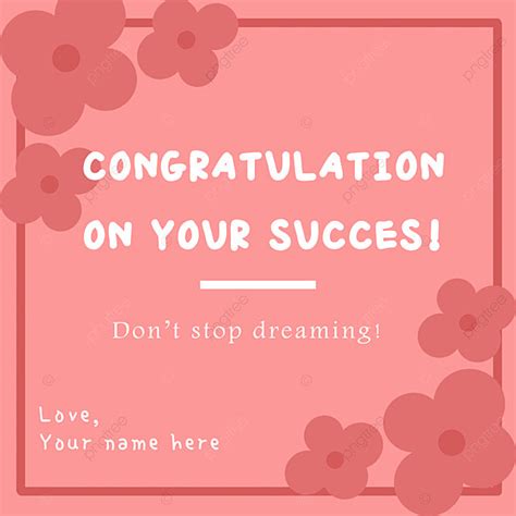 Cute Pink Flower Frame On Congratulation Greeting Card Template