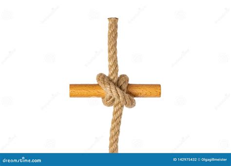 Rope Isolated Closeup Of Figure Clove Hitch Node Or Knot From A Brown