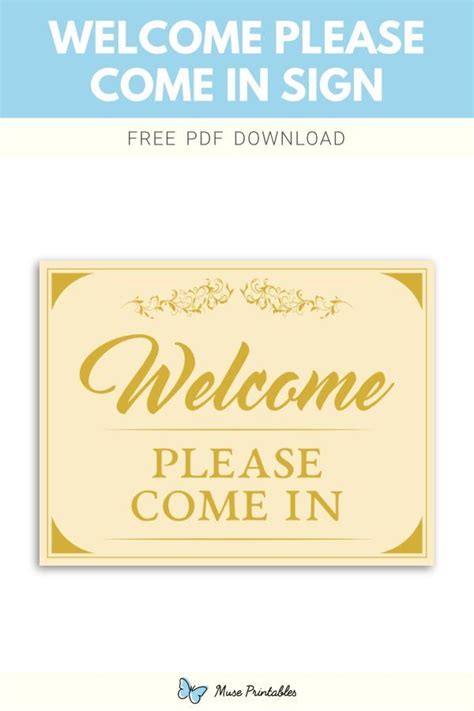 Free Printable Welcome Please Come In Sign Template In Pdf Format