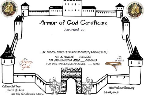 As a bonus, we're providing a free template from essential church certificates: VBS Full Armor of God Attendance Certificate | Armor of ...