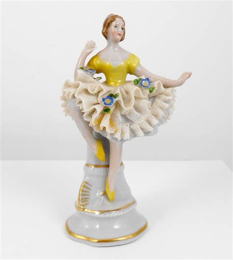 Vintage Sitzendorf Dresden Lace Ballerina Dancer 4 34 Figurine 1902