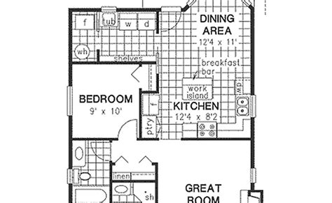 Floor Plan Traditional Style House Plan 2 Beds 200 Baths 1000 Sqft