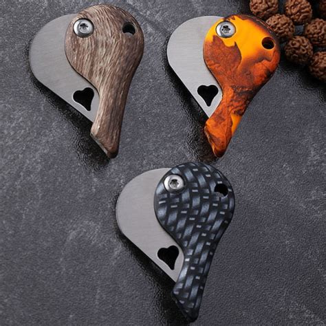 Mini Folding Keychain Pocket Heart Shape Knife Camping Fishing Etsy