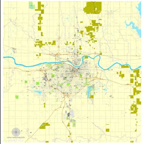 Topeka Kansas Us Exact Vector Street City Plan Map V2