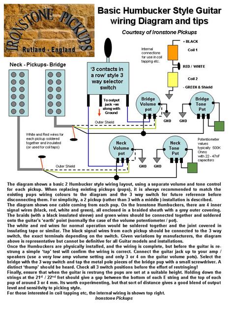 The guitar wiring kits come in different variations for chrome or gold switchcraft switches. Humbucker Wiring Diagram - Ironstone Electric Guitar Pickups