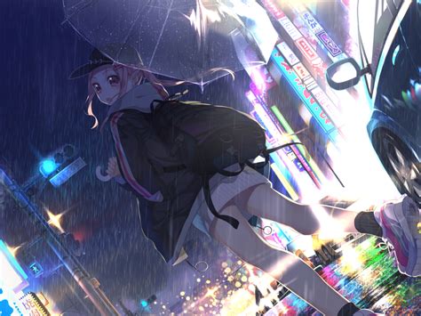 1024x768 Anime Girl With Umbrella In Rain 1024x768 Resolution Wallpaper Hd Anime 4k Wallpapers