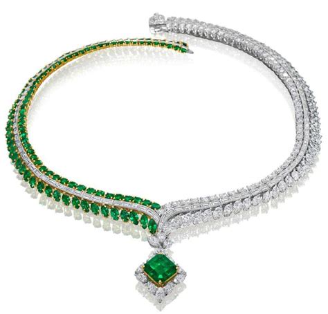 Emerald And Diamond Necklace Hammerman Jewels