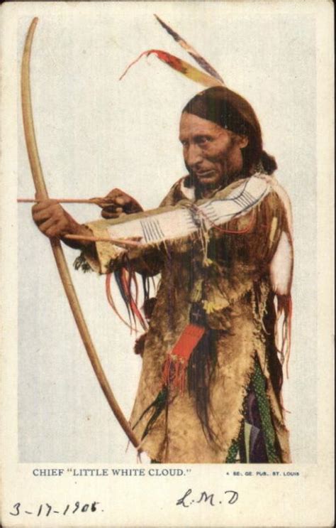 Native American Indian Drawing Bow Arrow Chief Little White Cloud Postcard Topics Cultures