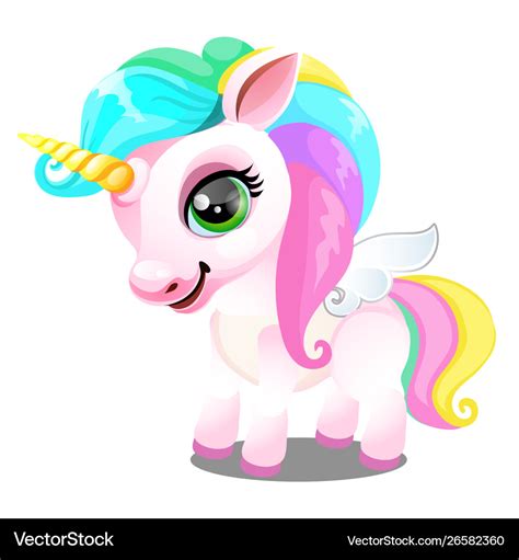 Cute Unicorn Pony With Mane Colors Rainbow Vector Image