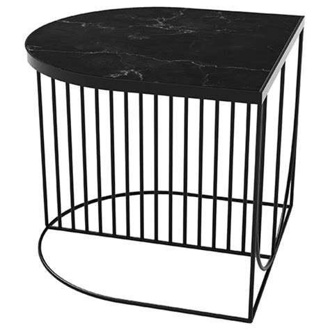 Marble And Steel Black Top Side Table For Sale At 1stdibs