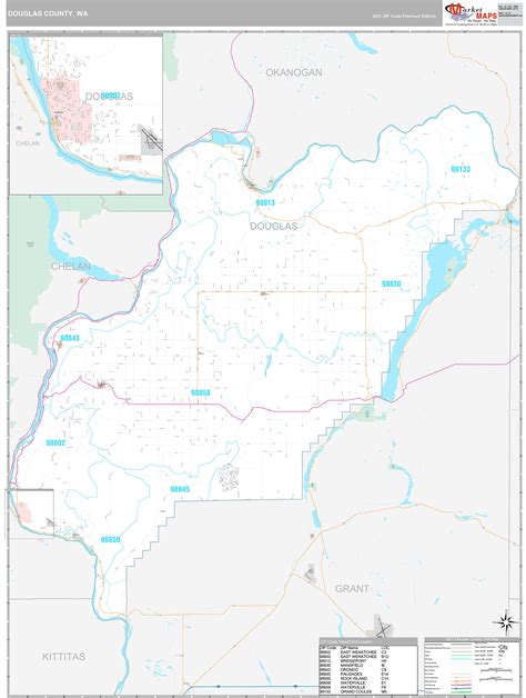 Douglas County Wa Wall Map Premium Style By Marketmaps Mapsales