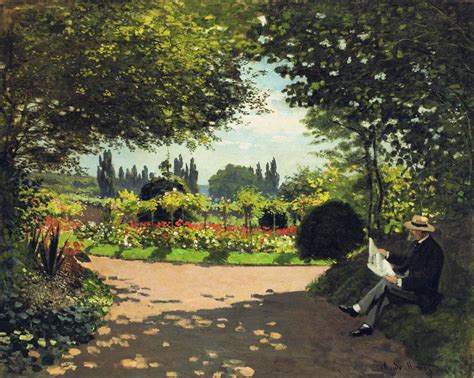 Adolphe Monet Reading In The Garden 1866 Claude Monet