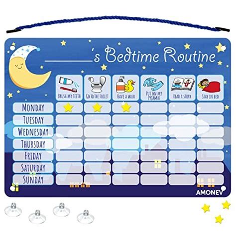 Amonev Childrens Magnetic Bedtime Routine Reward Chart Magnetic