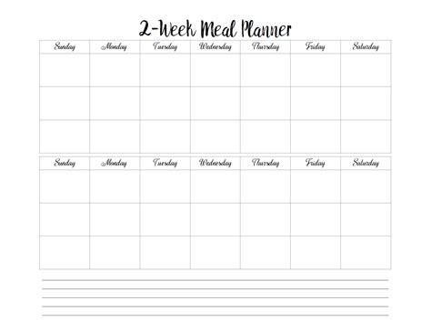 Free Printable 2 Week Meal Planners 4 Designs