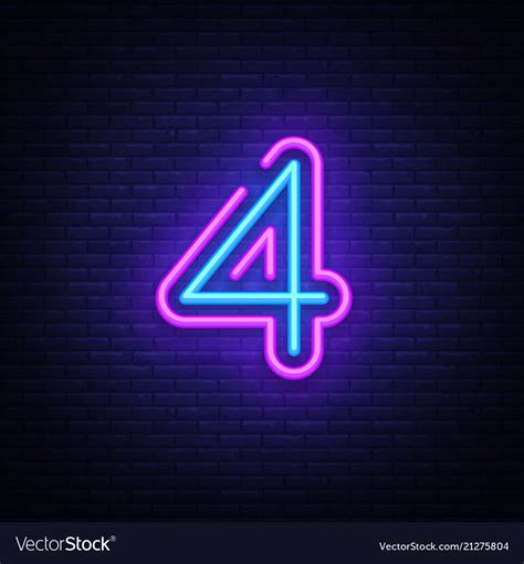 Number four symbol neon sign number four Vector Image