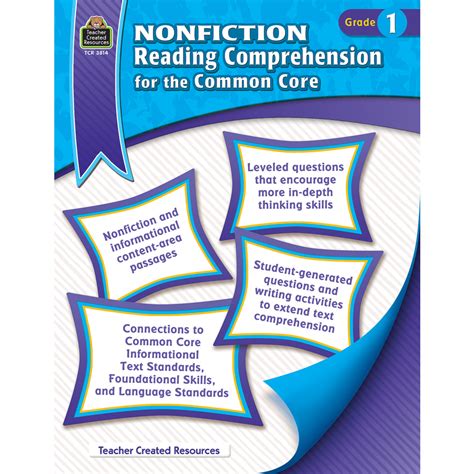 Nonfiction Reading Comprehension For The Common Core Grade 1 Tcr3814 Teacher Created Resources