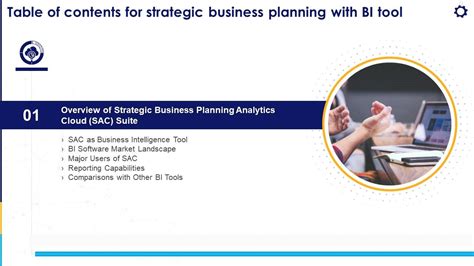 Strategic Business Planning With Bi Tool For Table Of Contents Ppt Sample