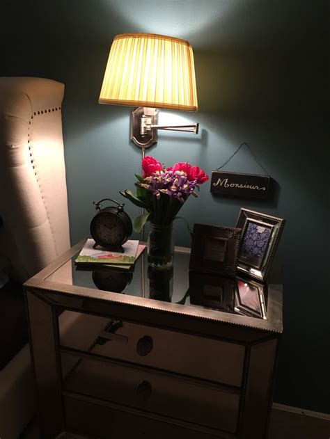 How tall should bedroom lamps be compared to a. Mirrored nightstand. Bedroom wall lamp. | Wall lamps ...