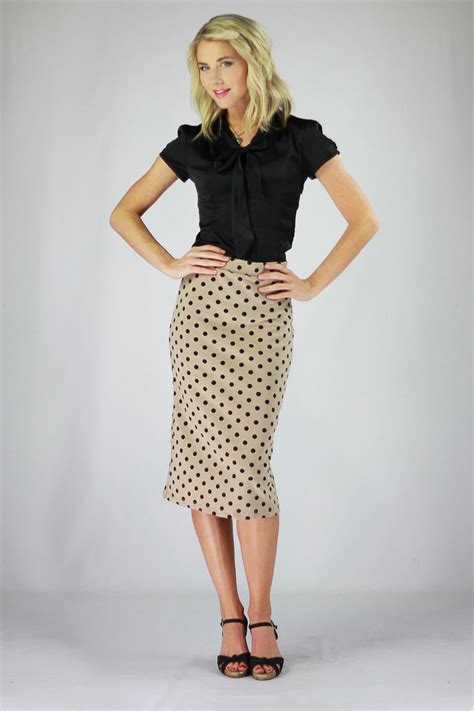 Modest Skirts In Tan Polka Dot