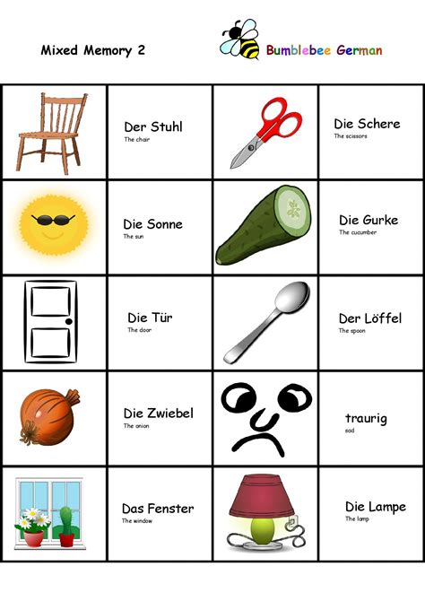 German Vocabulary For Beginners German Worksheets Worksheet Mixed