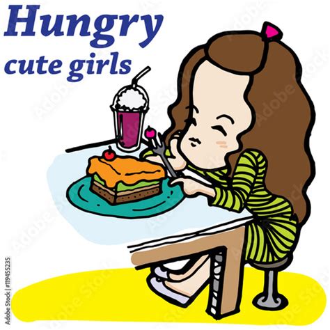 Hungry And Thirsty Girl Vector Character Stock Illustration Adobe Stock