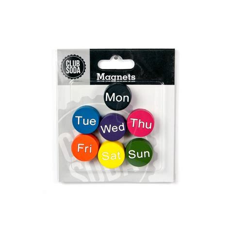 Assorted Circular Office Magnets Weekdays