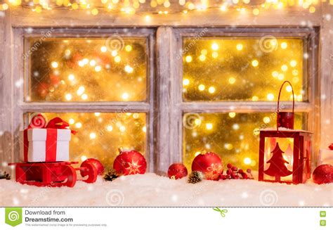 Atmospheric Christmas Window Sill With Decoration Stock Image Image