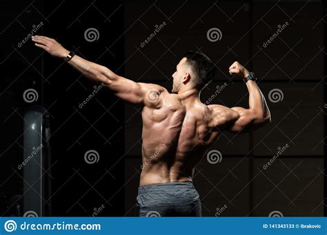 Young Bodybuilder Flexing Back Pose Stock Image Image Of Person