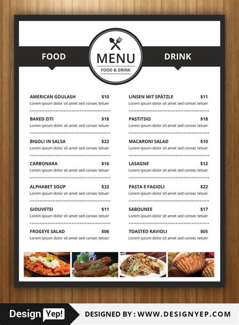 Printable Menus For Restaurants