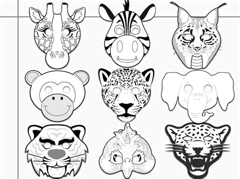 These Jungle Animals Printable Coloring Masks 9 Pdf Patterns