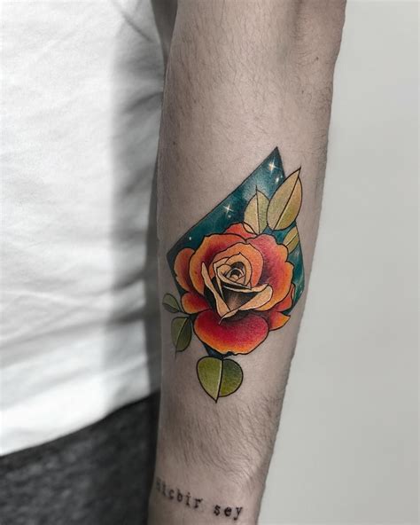Orange Rose Tattoo Botanical Tattoo Floral Tattoo Flower Tattoos