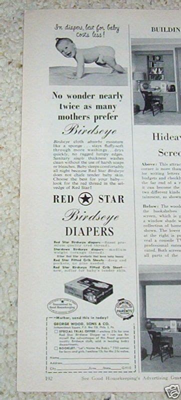 1954 Red Star Birdseye Cloth Baby Diapers Baby Diapers Cloth Diapers