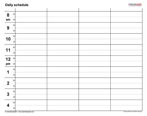 Free Daily Schedules For Excel 30 Templates