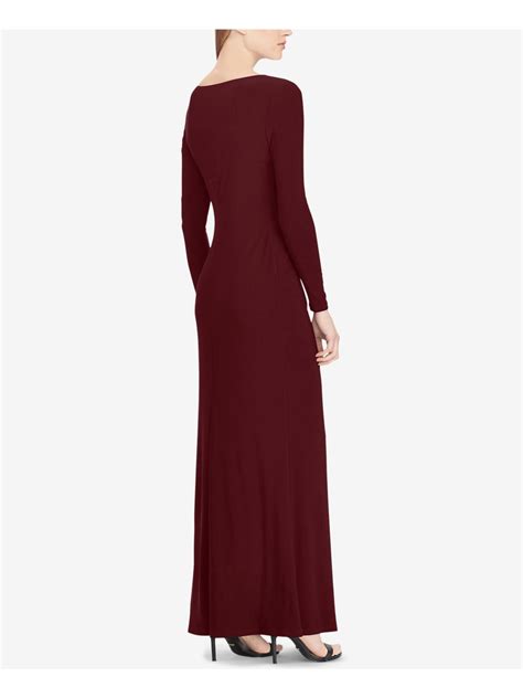 Ralph Lauren 185 Womens New 1293 Burgundy Slitted Long Sleeve Dress 2