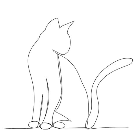 Premium Vector Continuous Line Drawing Of A Cat Sketch