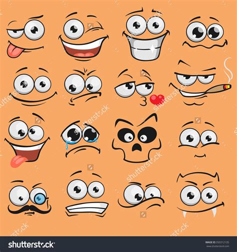 Cartoon Faces Set Stock Vector Illustration 350312135 Shutterstock