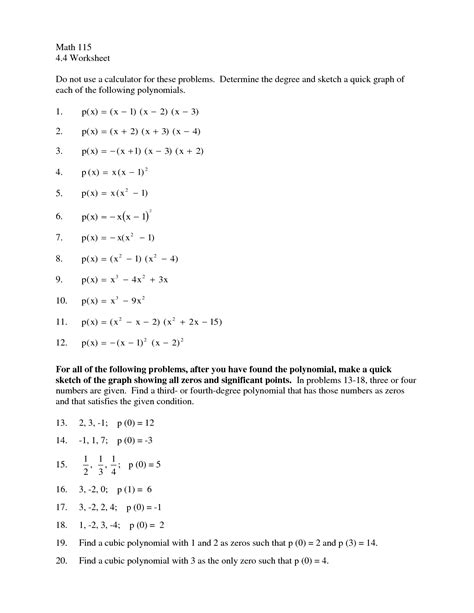 Practice Worksheet Dividing Polynomials Answer Key Printable Word