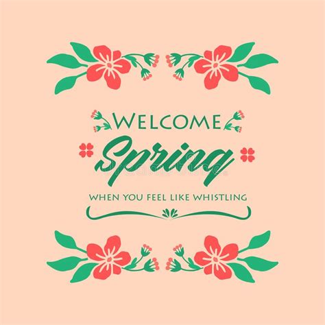 Welcome Spring Poster Design With Elegant Leaf And Floral Frame