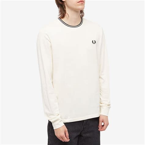 Fred Perry Long Sleeve Twin Tipped T Shirt Ecru END US