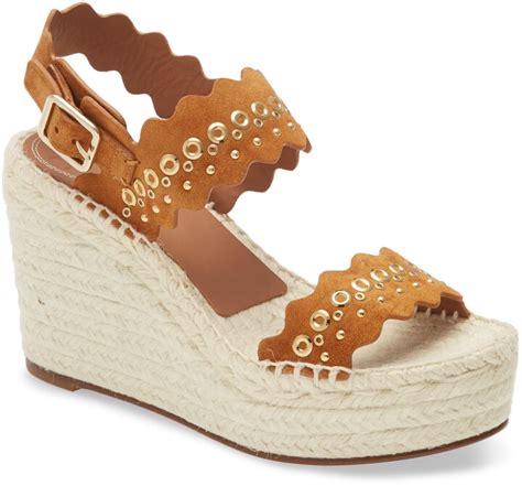 Chlo Lauren Grommet Stud Scalloped Wedge Platform Sandal Shopstyle