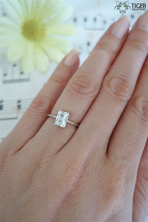 1 Carat Emerald Shape Radiant Cut Engagement Ring Man Made Diamond