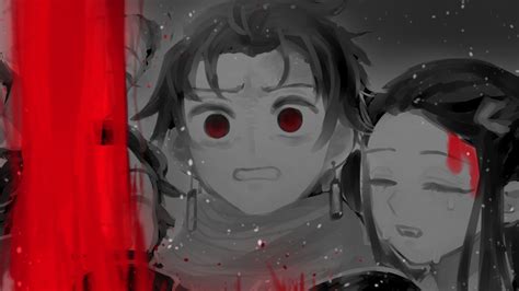 Demon Slayer Scar Tanjiro Kamado With Red Eyes Nezuko Kamado Hd Anime