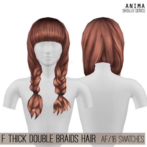 Female Thick Double Braids Hair For The Sims 4 By Anima Spring4sims