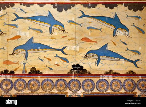Los Delfines Fresco De La Queens Megaron En El Palacio Minoico De
