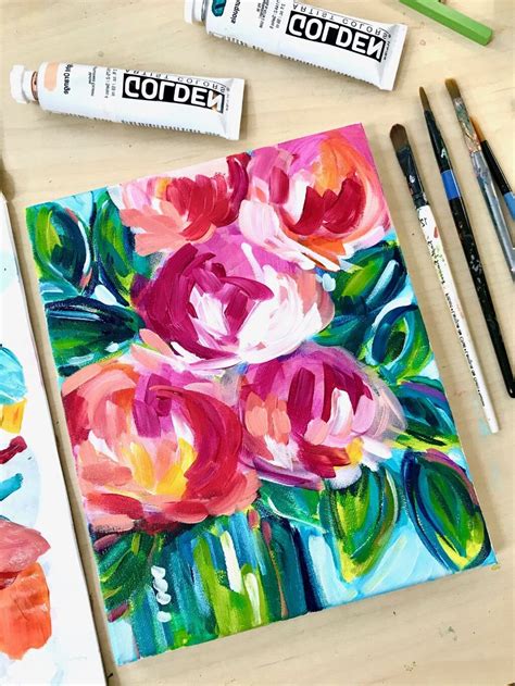Easy Flower Painting Ideas For Beginners Step By Step Acrylic