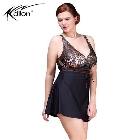 2018 Kdilon Sexy Leopard Digital Printing Bathing Suits Plus Size Swimwear Women One Piece