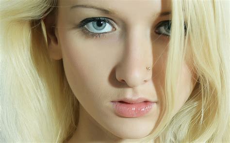 Hd Wallpaper Blondes Women Closeup Eyes Blue Eyes Piercings Faces Nika