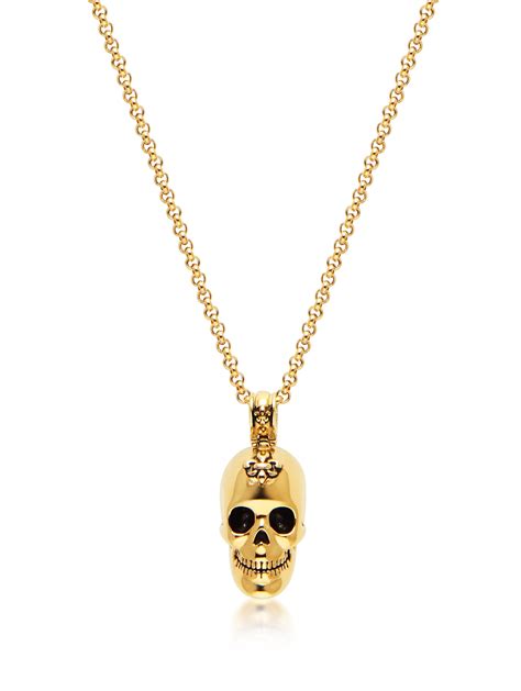 Mens Necklace With Gold Skull Gold Skull Men Necklace Gold