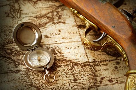 Old Compass On Vintage Map Stock Image Image Of Retro 22550123