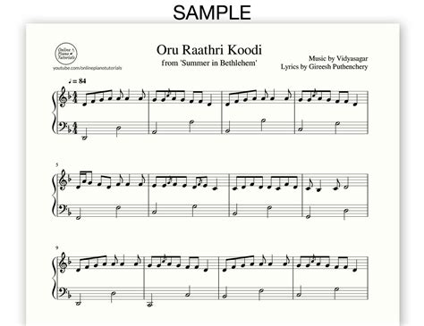 Oru Raathri Koodi Notes And Midi Musicnoteskada